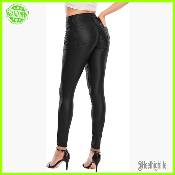 Faux Leather High Waist Stretch Push Up Leggings Petite Regular Tall